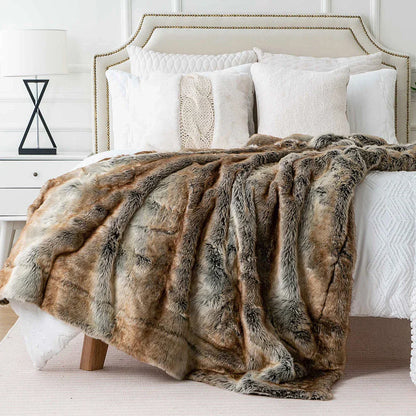 Plush Faux Fur Throw Blanket Soft Warm Sofa Blanket