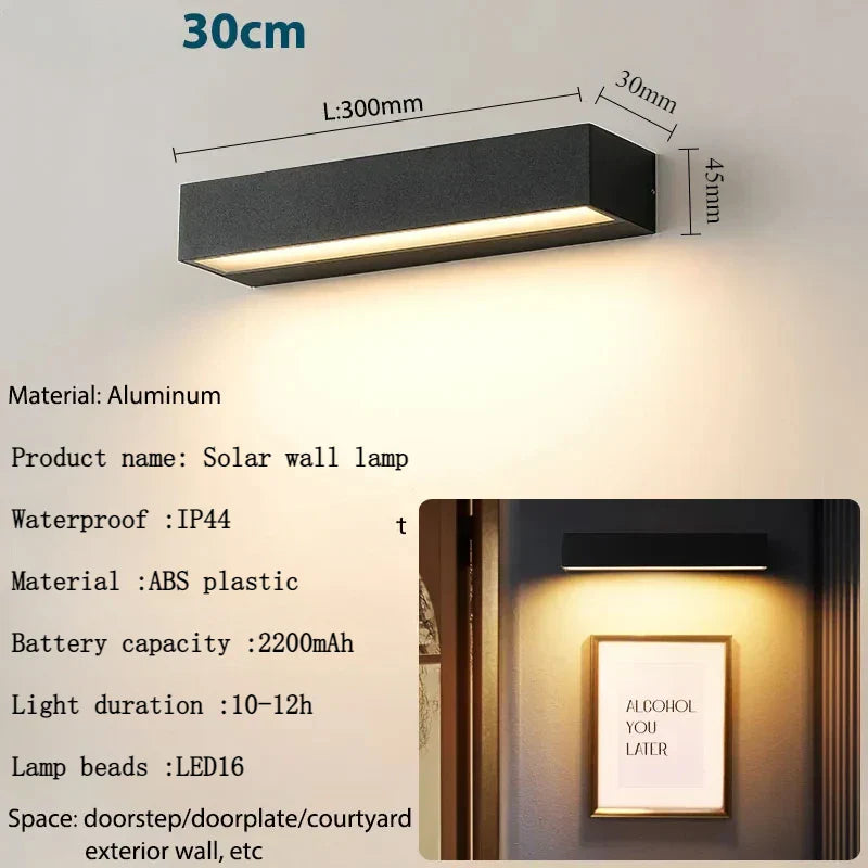 Outdoor Solar Wall Lamp, 16 LEDs, Bright and Waterproof