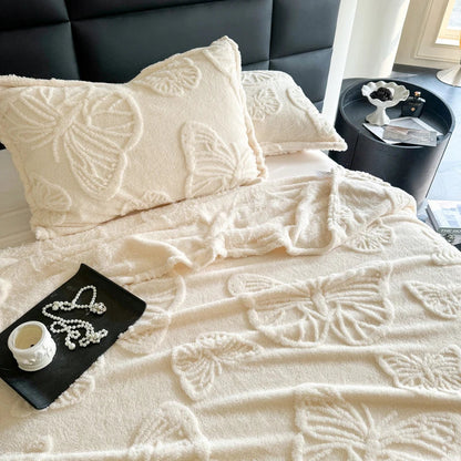 Cozy Plush Blanket with 3D Butterfly Pattern