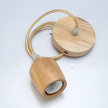 Rustic Wood Hanging Lamp with Warm Glow