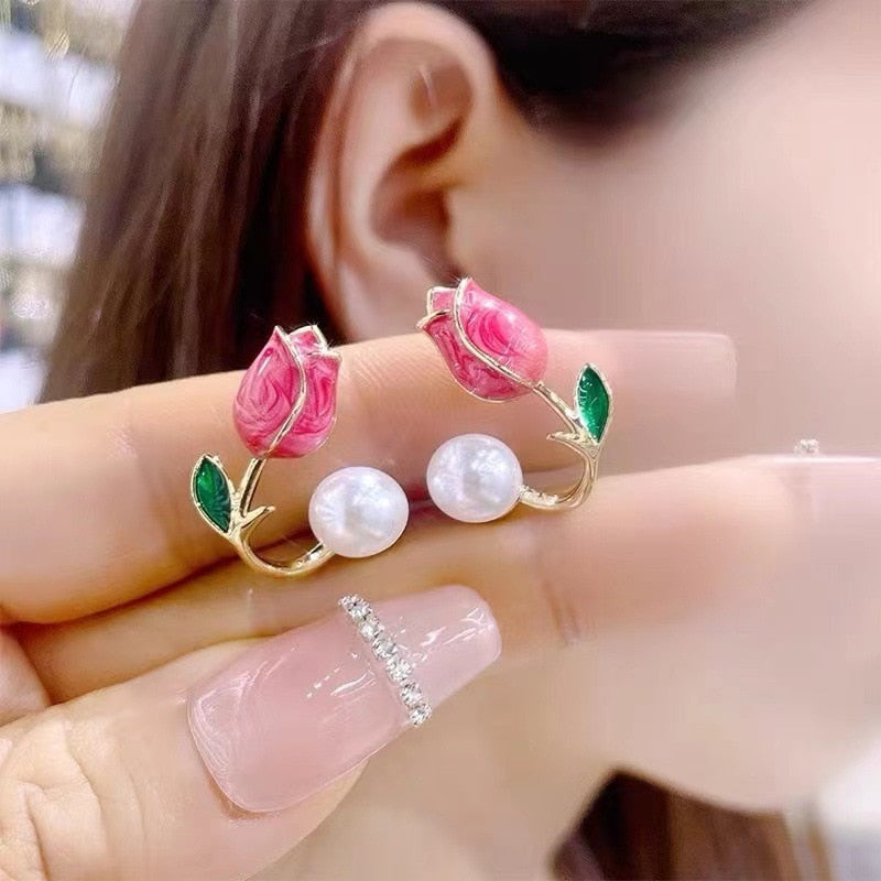 Pretty Floral Heart Drop Earrings