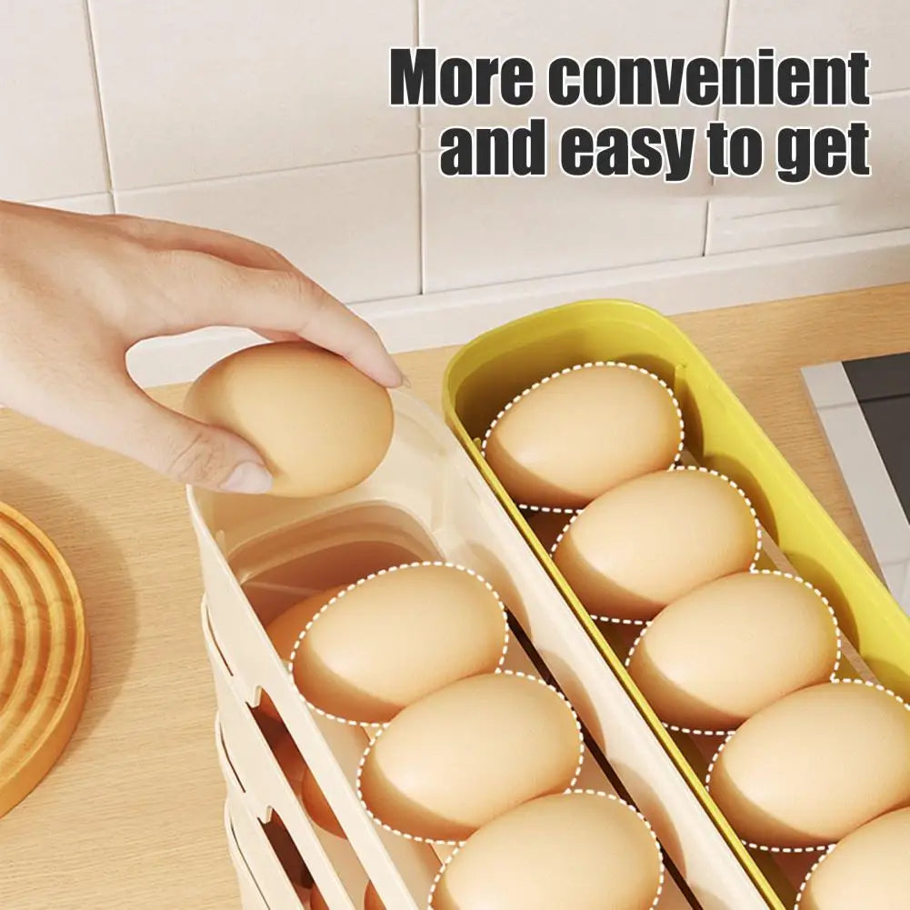 Clear 4-Tier Rolling Egg Storage Container