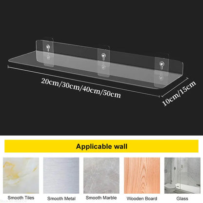 Clear Glass Wall Mount Shelf for Home Decor