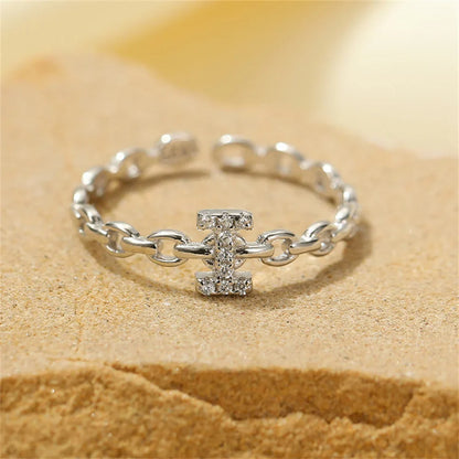Delicate Diamond Initial Letter Ring