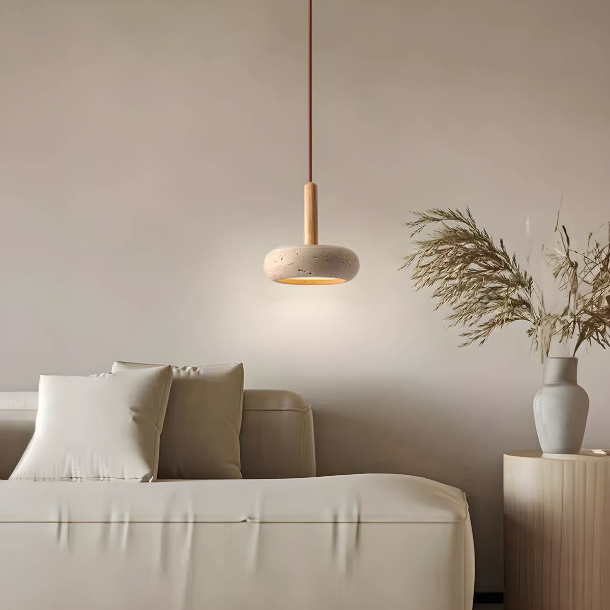 Befez | Elegant Stone Ceiling Lamp - Warm LED Pendant Light