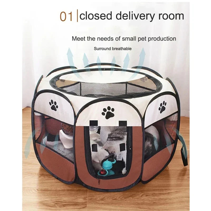 Collapsible Pet Playpen Tent for Cats and Small Dogs