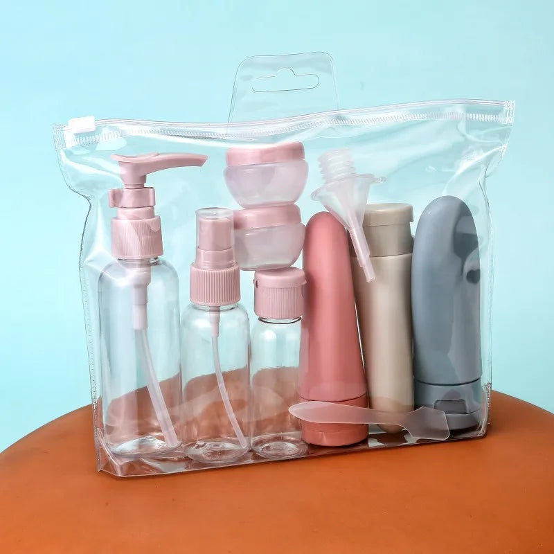 Portable 11pc Travel Cosmetic Kit | Leakproof Refillable Bottles - Befez