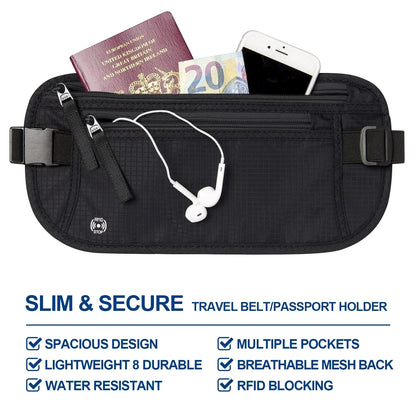 Secure Travel Waist Pouch with RFID Blocking Pocket
