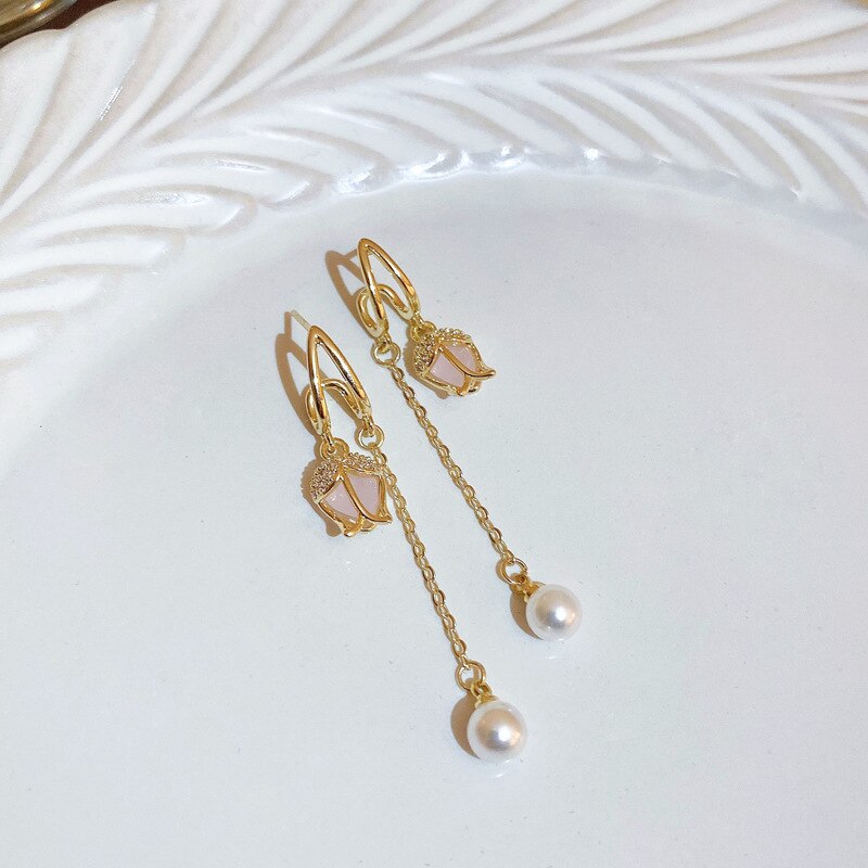 Beautiful Floral Drop Chain Earrings