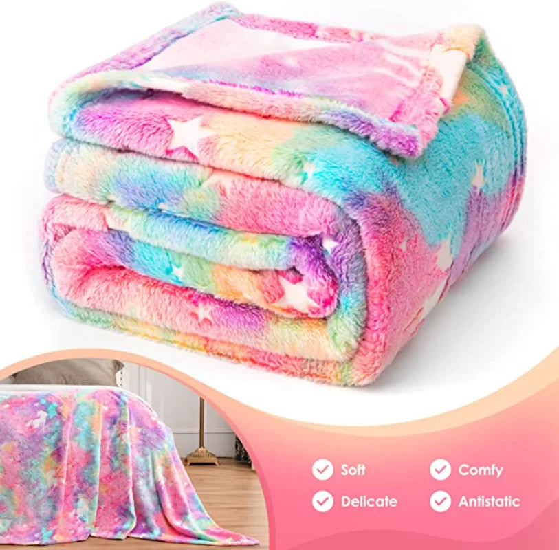 Soft Glow Blanket with Stars and Hearts Design