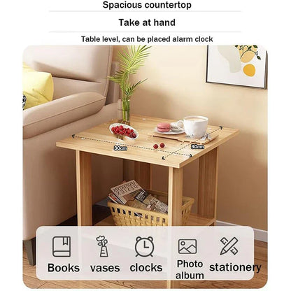 Sturdy Wood Bedside Table with 2 Tier Storage
