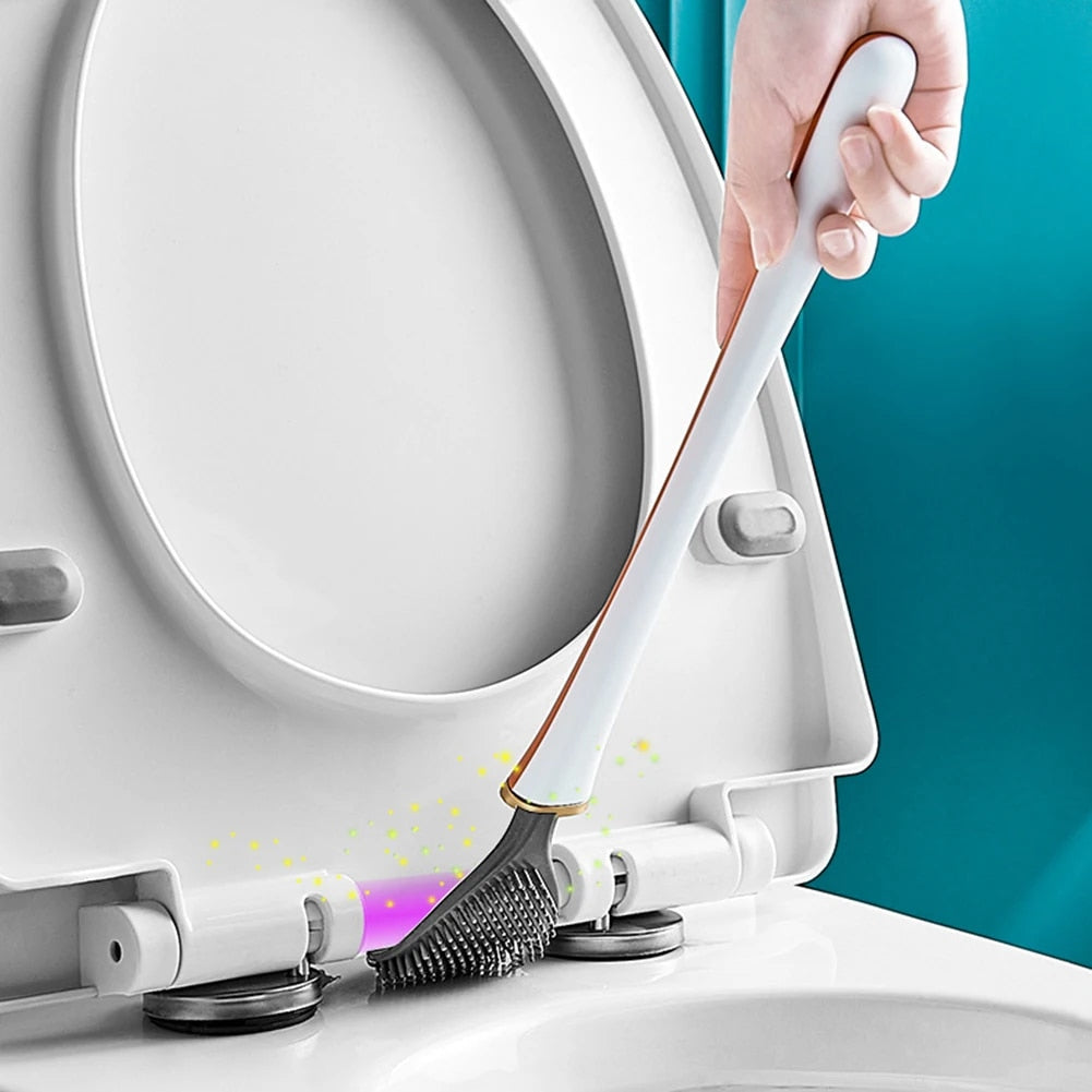 Compact Silicone Toilet Brush for Bathroom Cleaning