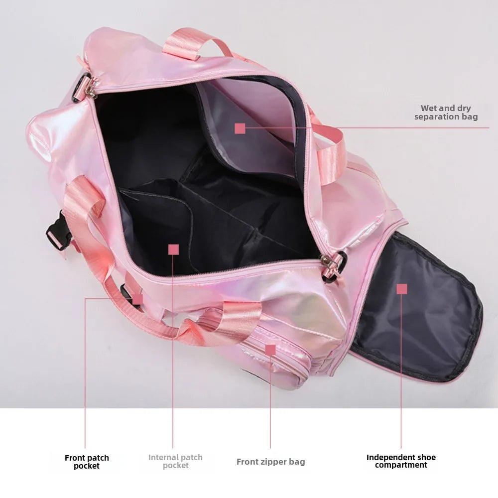 Spacious Holographic Weekend Travel Bag with Shoe Pocket