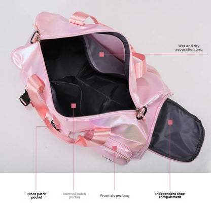 Spacious Holographic Weekend Travel Bag with Shoe Pocket