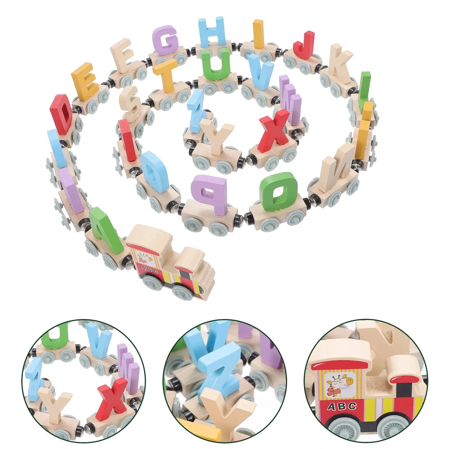 Wooden Educational Toy Train Set with Magnets