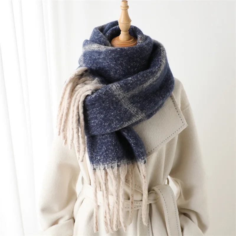 Soft Cashmere Blend Winter Scarf with Tassels