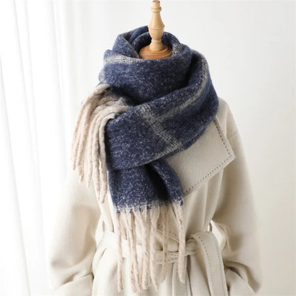 Soft Cashmere Blend Winter Scarf with Tassels