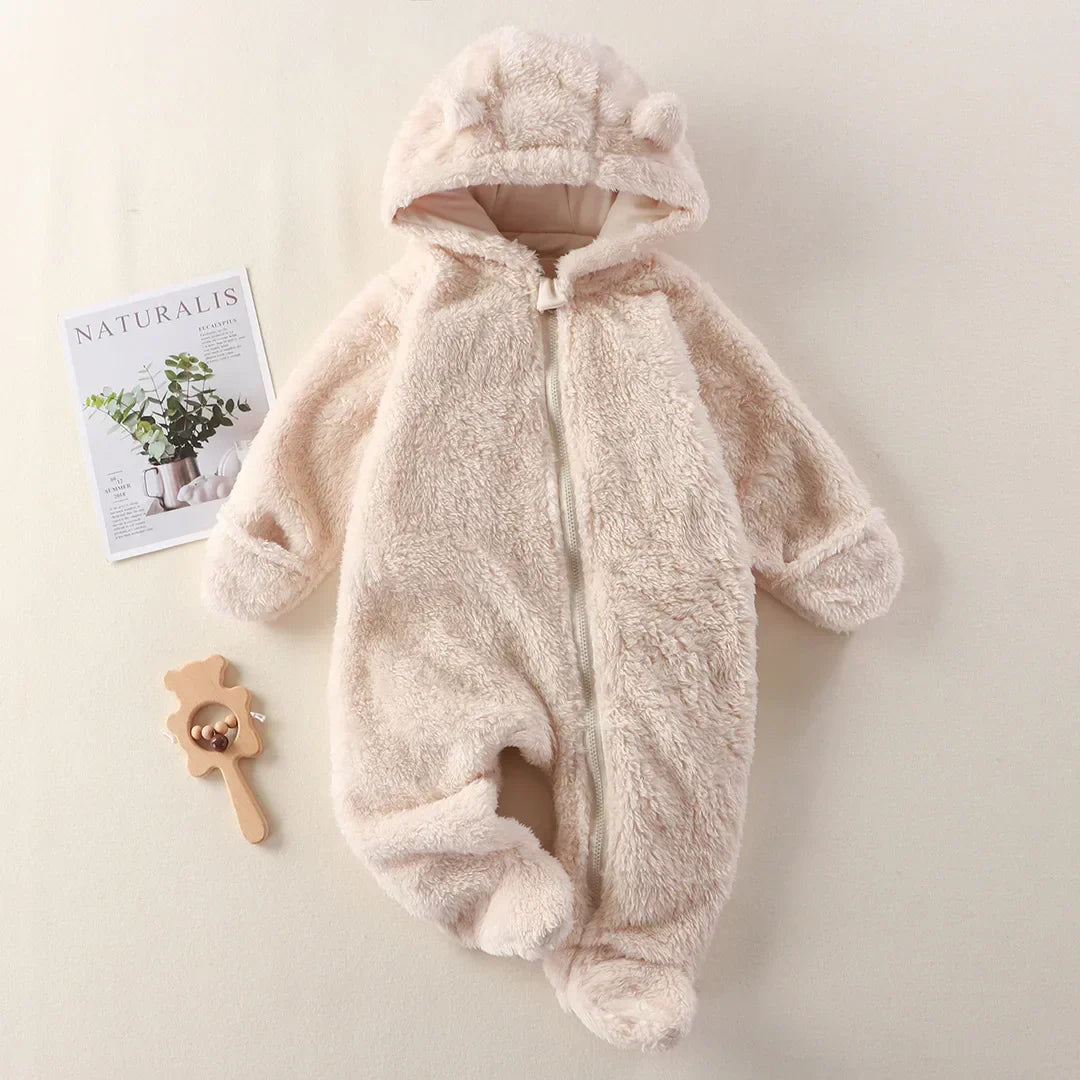 Warm Baby Romper with Hooded Design