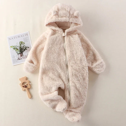 Warm Baby Romper with Hooded Design