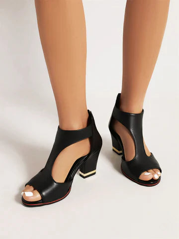 Comfortable Leather High Heel Sandals - Befez
