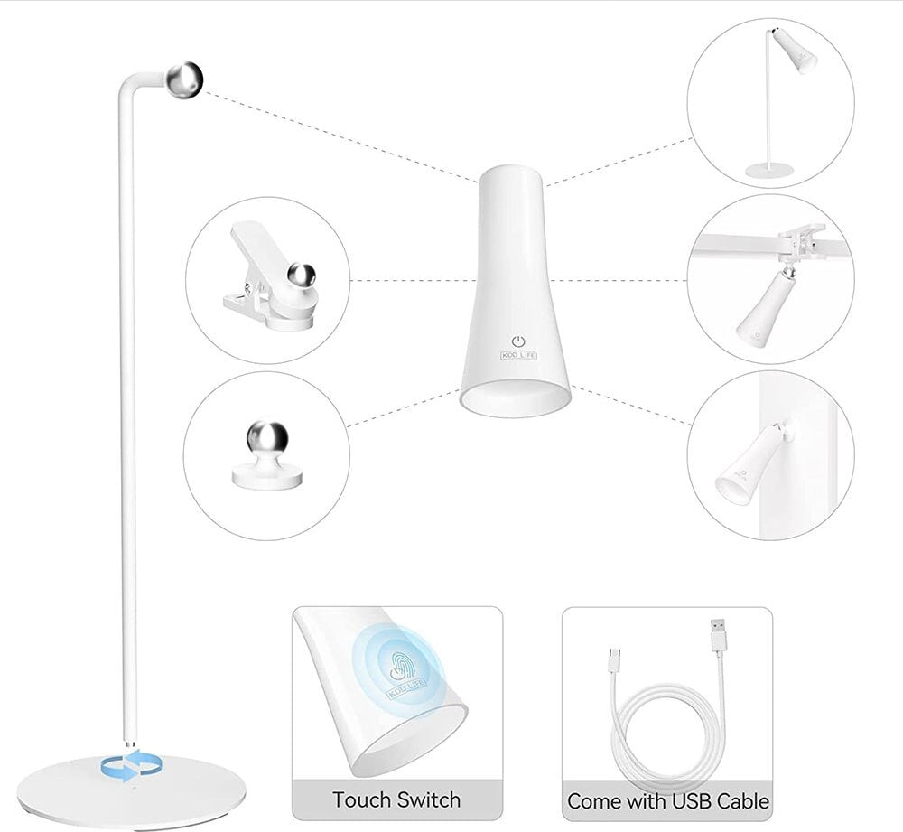 Bright Adjustable Rechargeable Office Desk Lamp