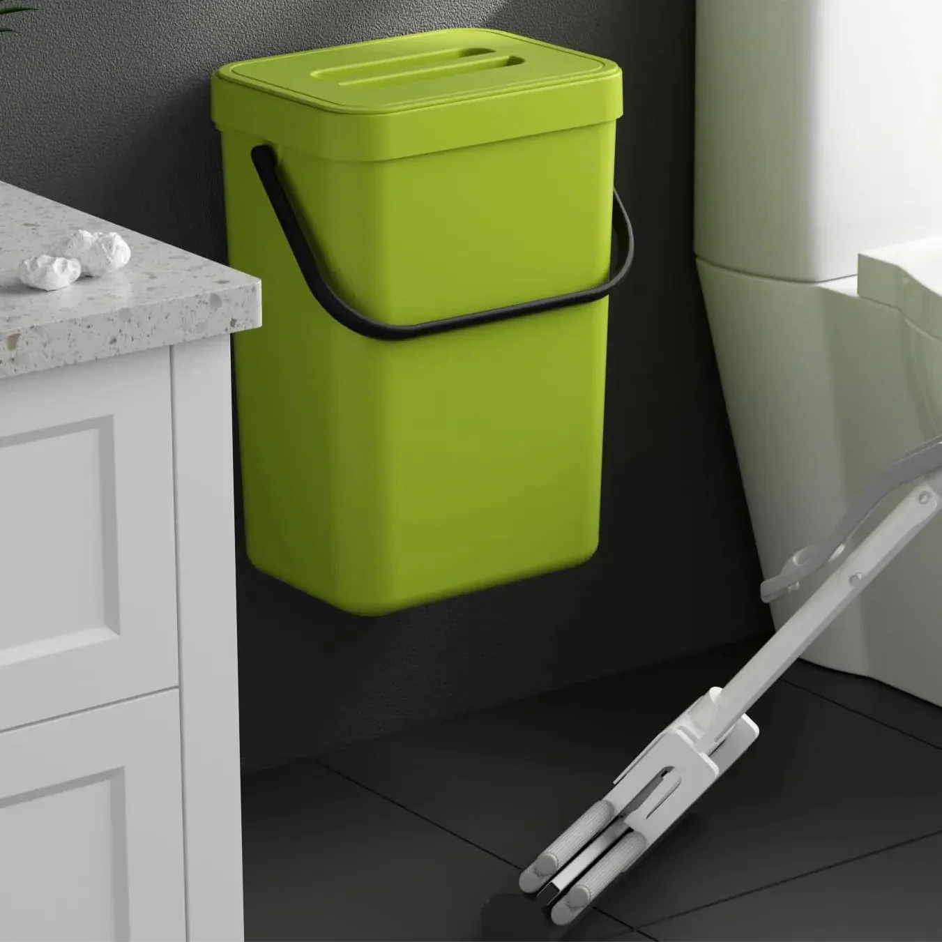 Space Saving Wall Mount Mini Bin with Lid