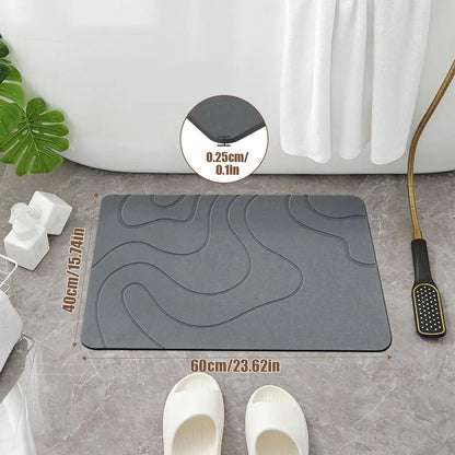 Absorbent Stone Effect Bath Mat Non Slip Quick Dry
