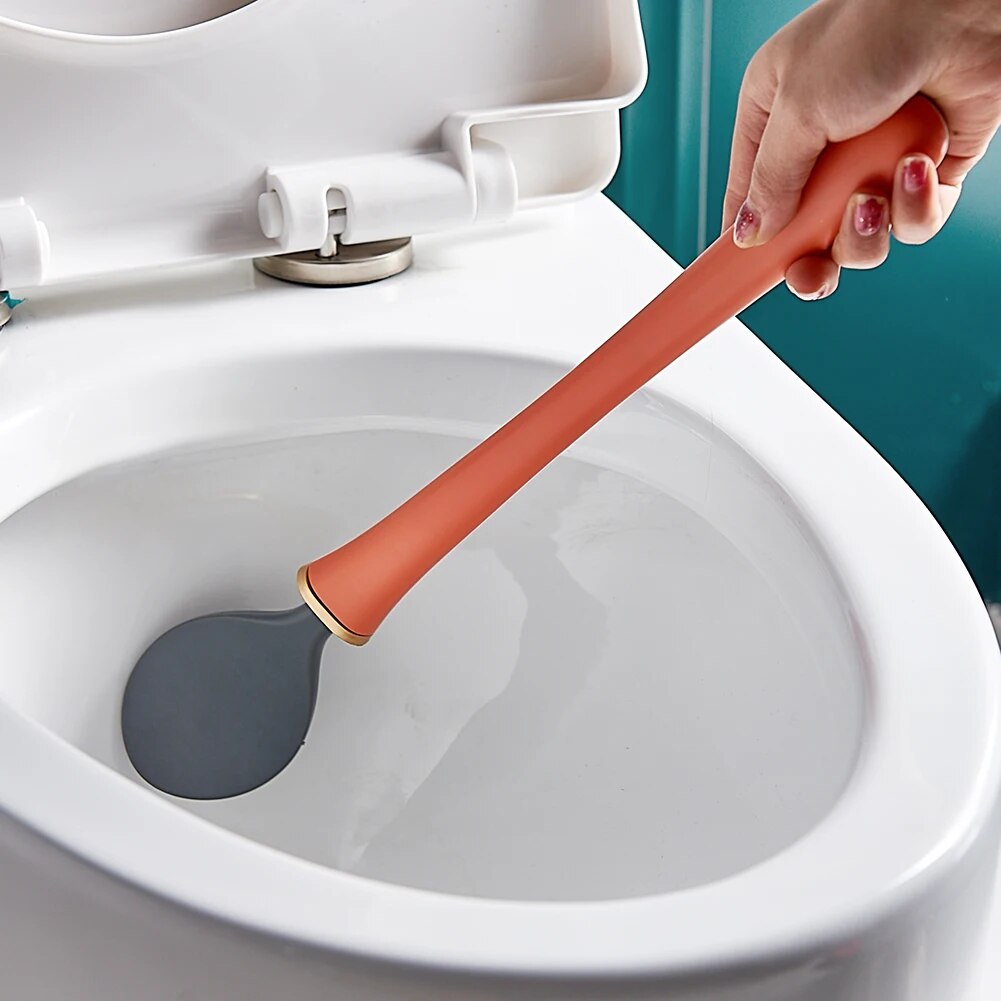 Compact Silicone Toilet Brush for Bathroom Cleaning