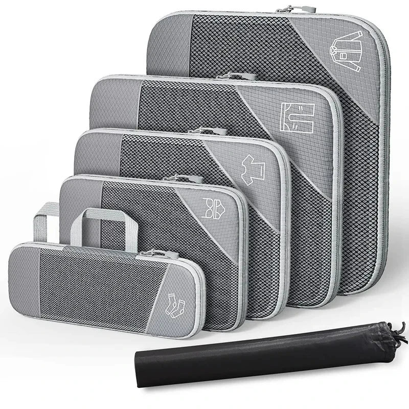 Compact Travel Packing Cube Set 6pc Waterproof Bags