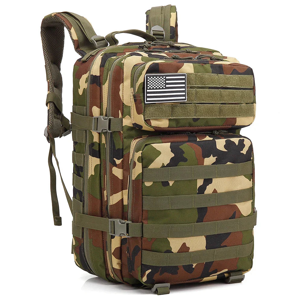Durable 45L Tactical Backpack with Molle System - Khaki