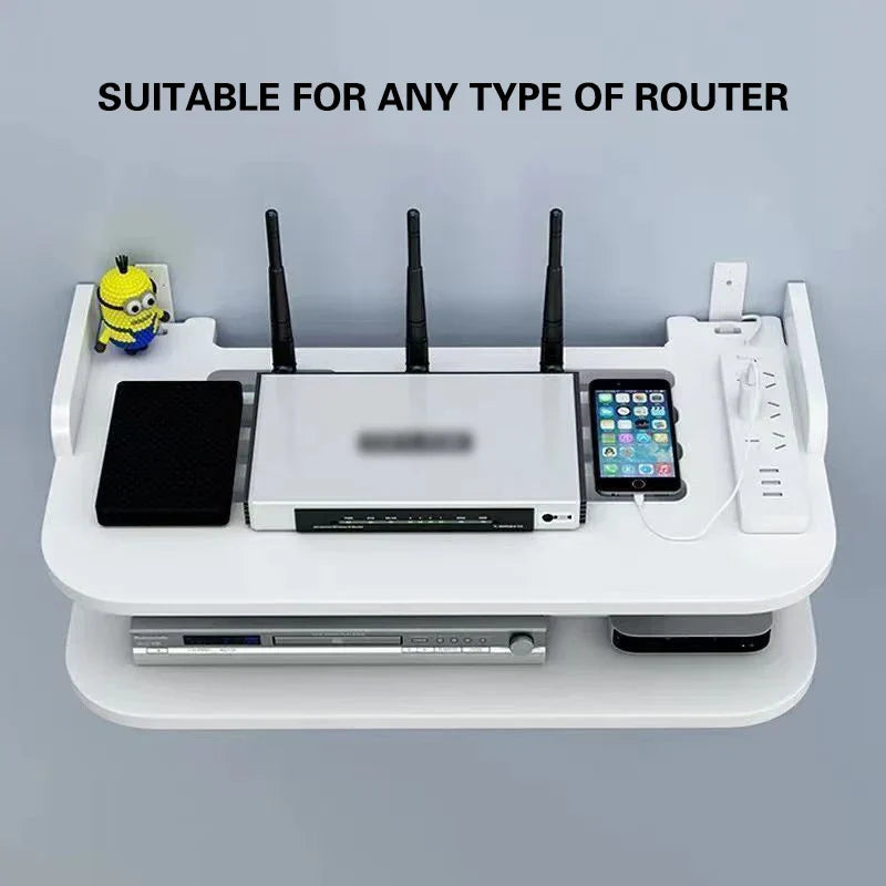 Wall Mount WiFi Router Shelf with Cable Management
