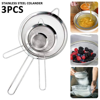 Premium 3pc Stainless Steel Mesh Sieve Set