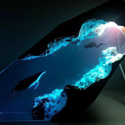 Ocean Blue Diving Man Table Lamp Decoration