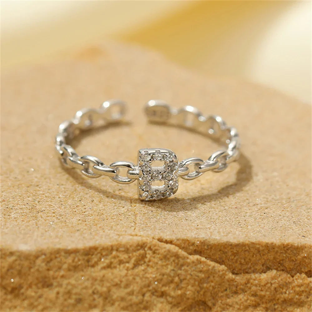 Delicate Diamond Initial Letter Ring