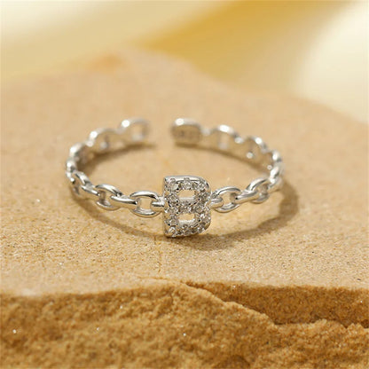 Delicate Diamond Initial Letter Ring