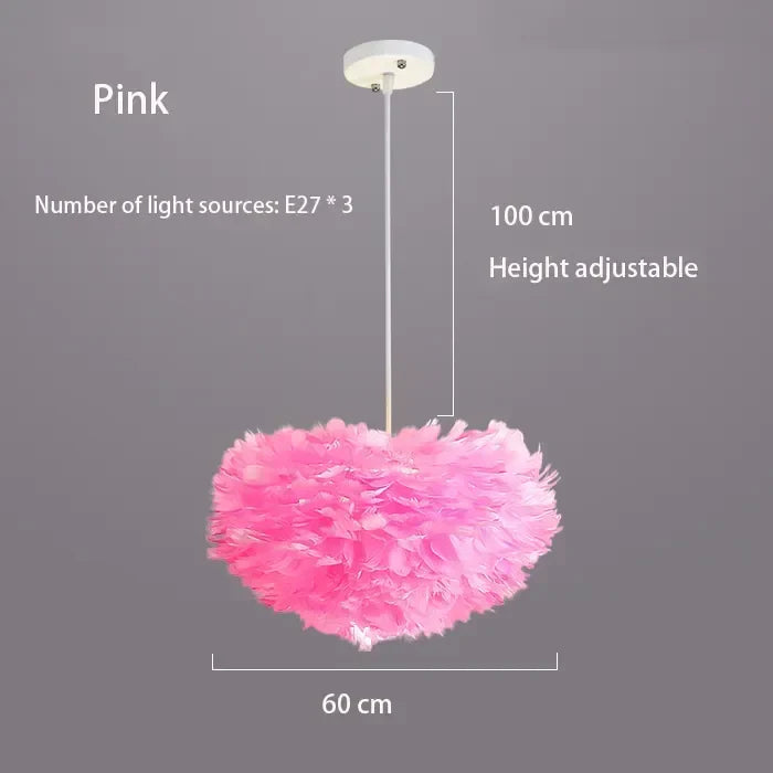 Simple Nordic Feather Drop Light with LED