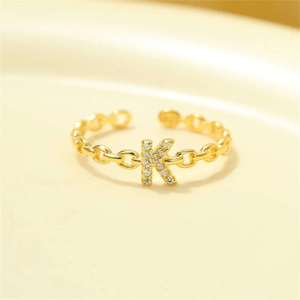 Delicate Diamond Initial Letter Ring