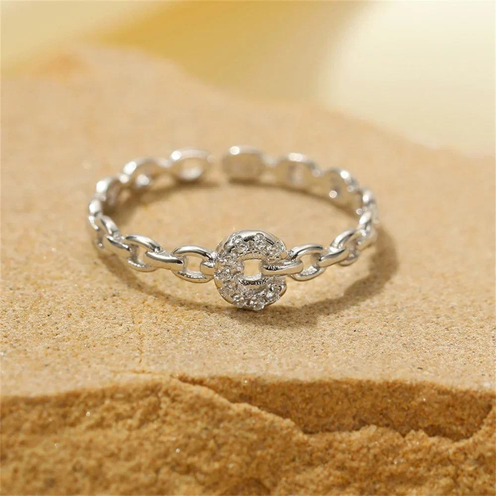 Delicate Diamond Initial Letter Ring
