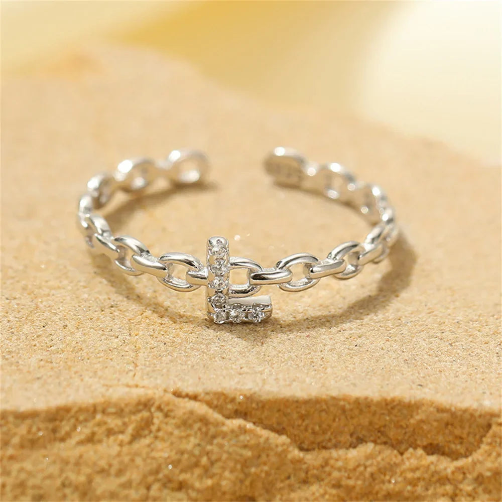 Delicate Diamond Initial Letter Ring