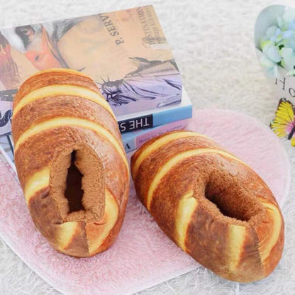 Cozy Warm Bread Print Slippers