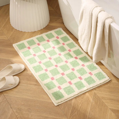 Soft Plush Grid Bathroom Rug