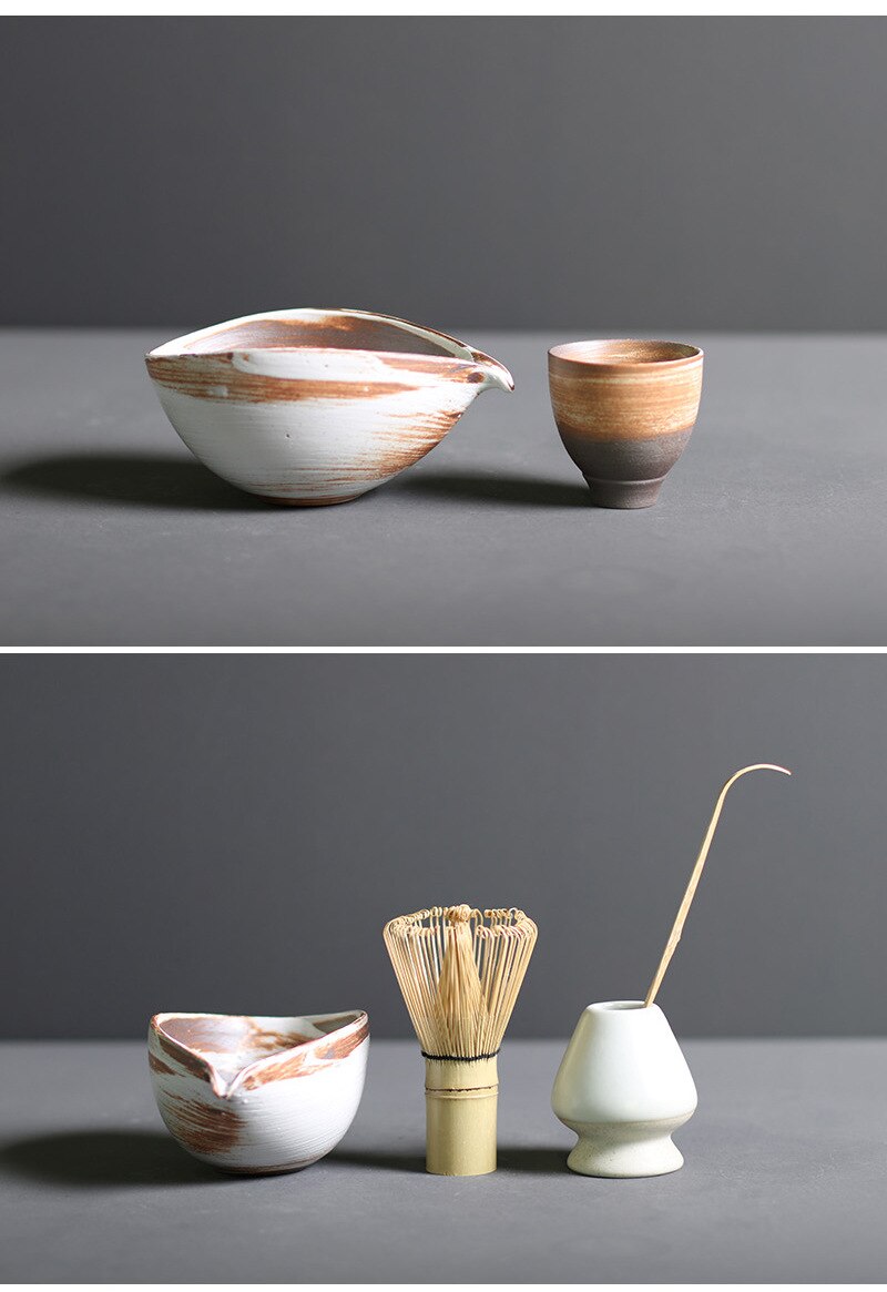 Traditional Japanese Matcha Tea Set with Whisk & Bowl