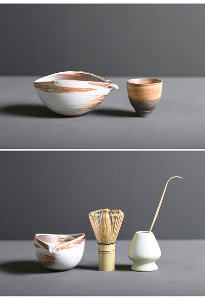 Traditional Japanese Matcha Tea Set with Whisk & Bowl