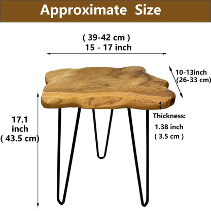 Rustic Wood End Table with Live Edge Shelf