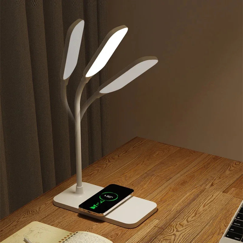 Stylish LED Desk Lamp with Wireless Charger & USB
