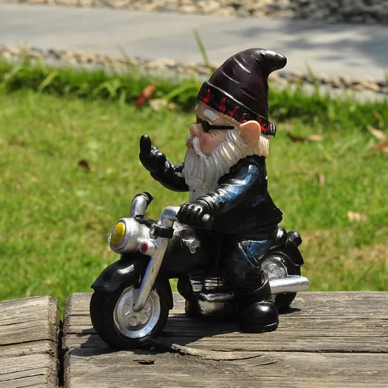 Fun Garden Gnome Motorcycle Statue Figurine - Befez