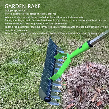 Garden Rake Head Stainless Steel Curved Tines Lawn Aerator