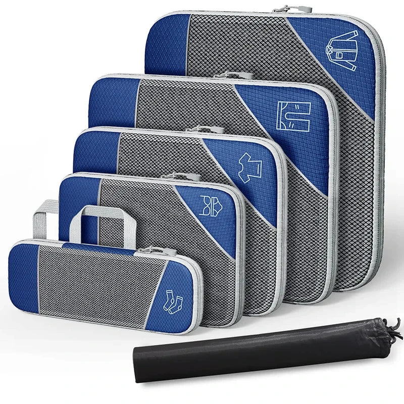 Compact Travel Packing Cube Set 6pc Waterproof Bags