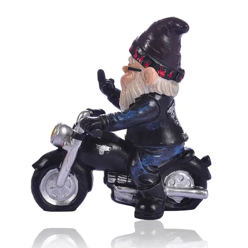 Fun Garden Gnome Motorcycle Statue Figurine