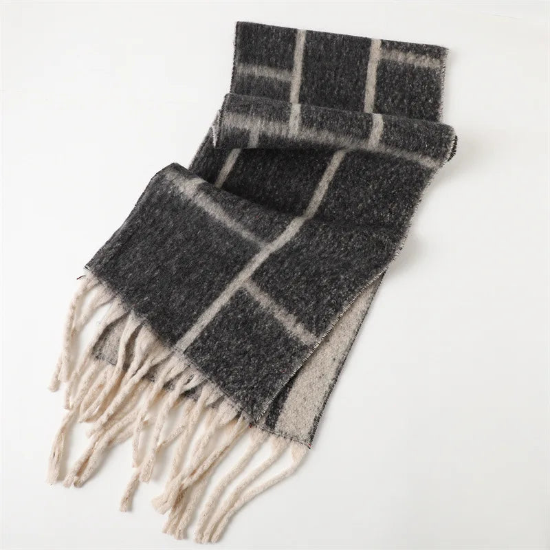 Soft Cashmere Blend Winter Scarf with Tassels